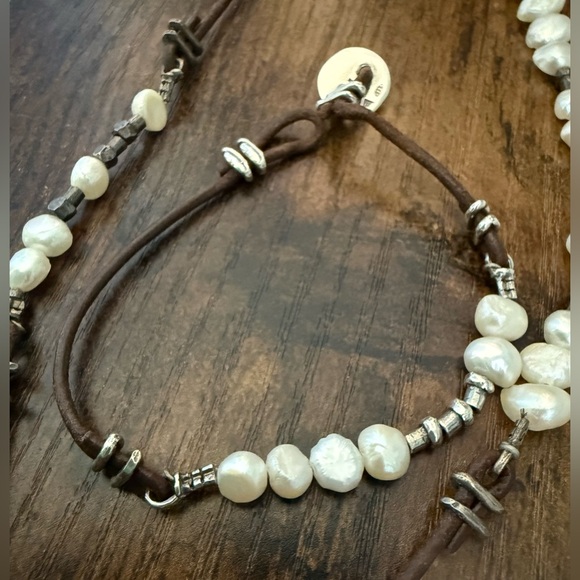 Silpada Freshwater Pearl, Sterling Silver & Braided Leather Necklace & Bracelet - Picture 5 of 16